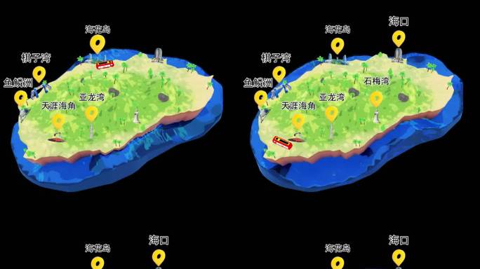 卡通公交车环绕海南岛