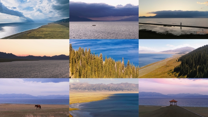 新疆秋天赛里木湖航拍延时合集