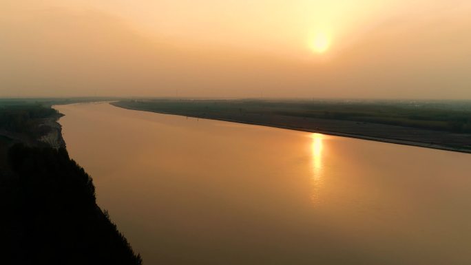 黄河黄河水航拍夕阳4k