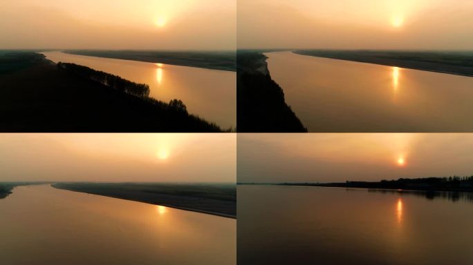 黄河黄河水航拍夕阳4k