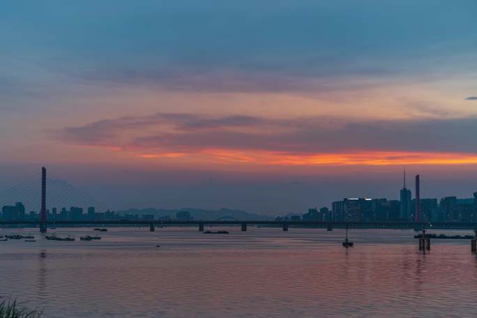杭州西兴大桥日转夜延时摄影