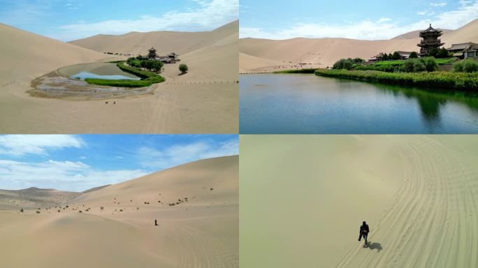 敦煌鸣沙山月牙泉沙漠骆驼