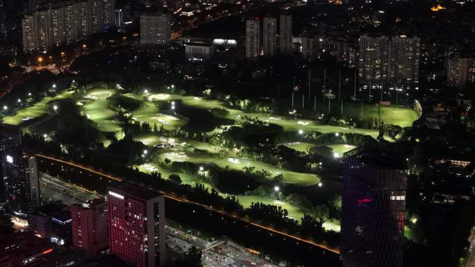 深圳南山区沙河高尔夫球场夜景空镜