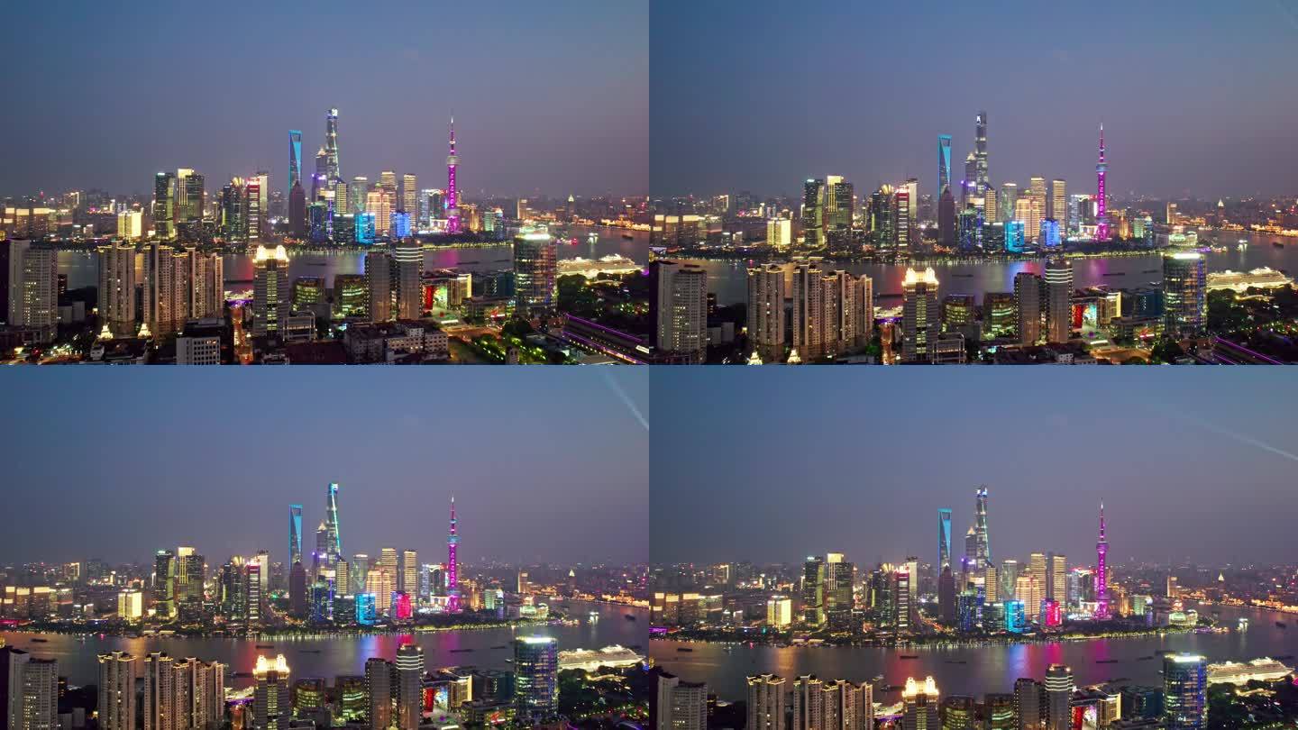 中国上海城市夜景航拍