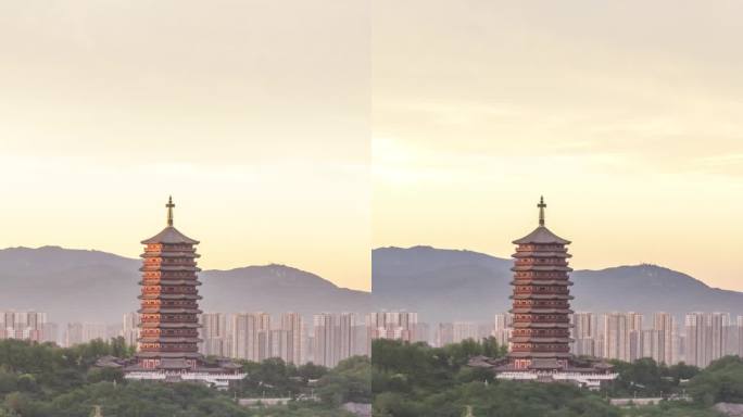 北京永定塔超级火烧云日转夜延时摄影竖版1