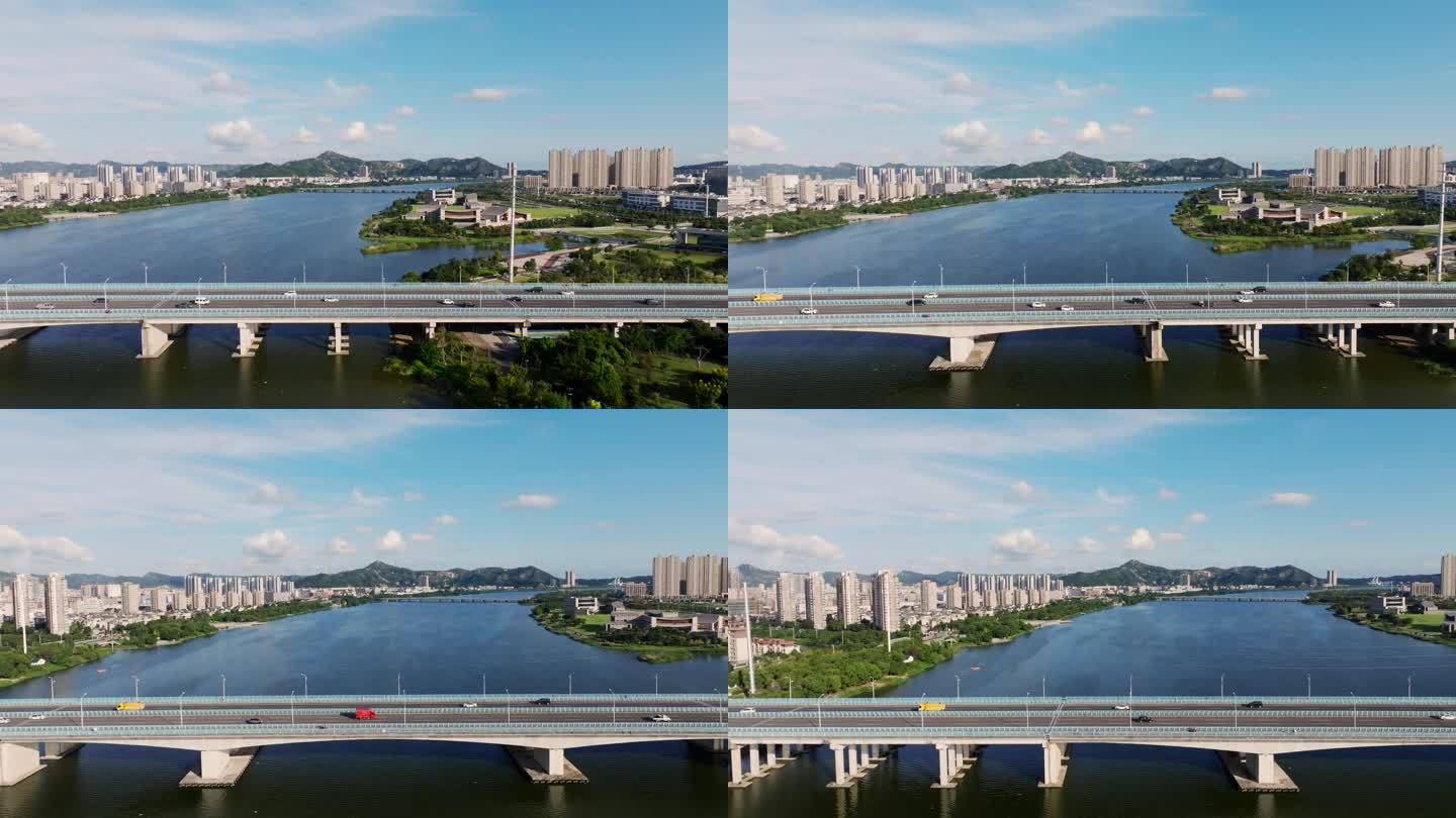 台州楚门玉环湖漩门湾大桥玉环新城航拍延时