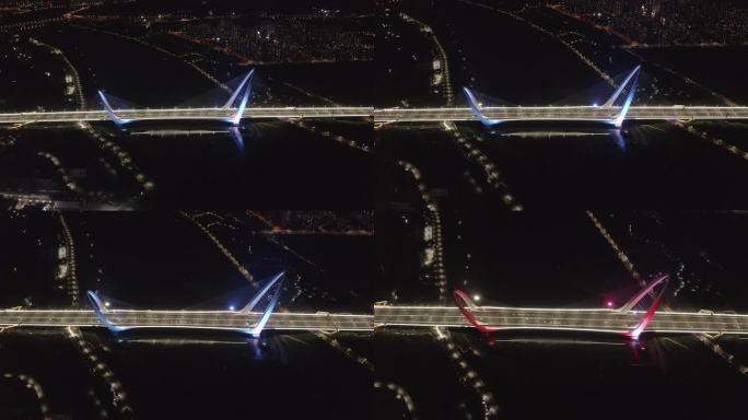 首钢大桥夜景4k航拍