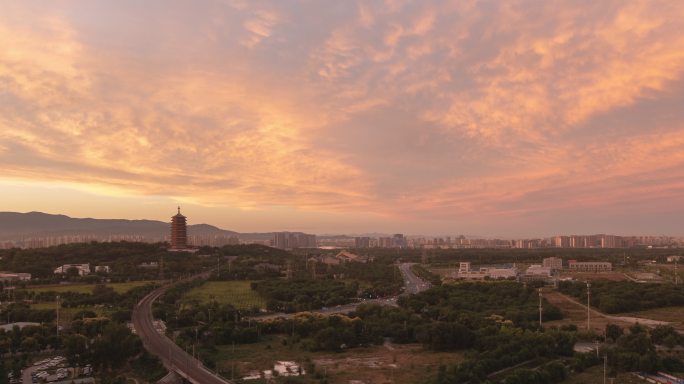 北京永定塔超级火烧云日转夜延时摄影2