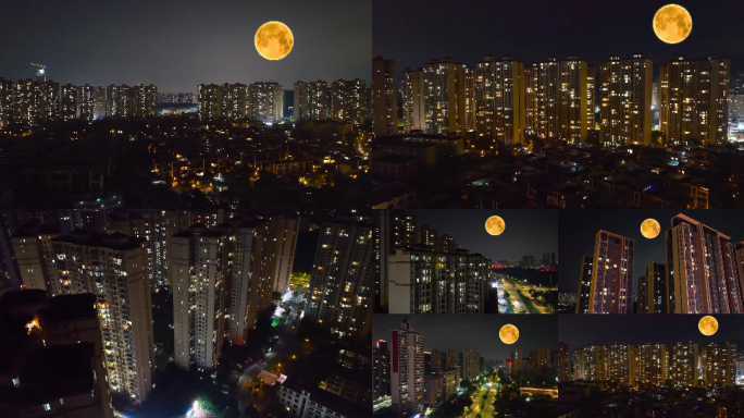 中秋节小区夜晚月光下的空镜
