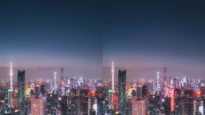 航拍广州 广州夜景 琶洲新城 竖屏版素材