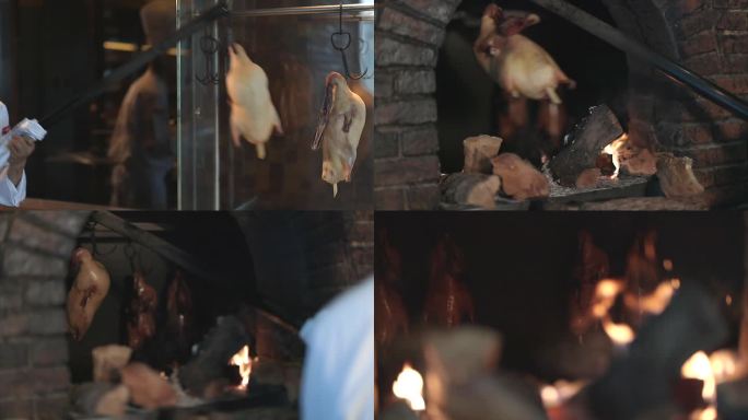 北京烤鸭制作过程 脆皮烤鸭美食烹饪