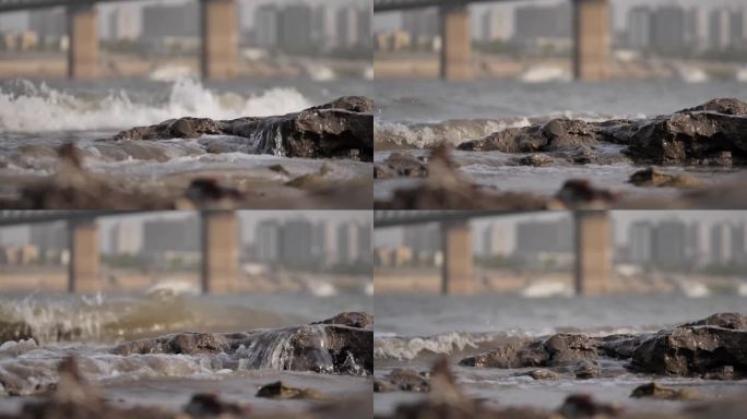 长江江水拍打岸边