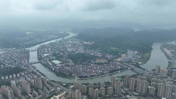 南平市建阳区航拍福建城市建筑高空俯拍鸟瞰