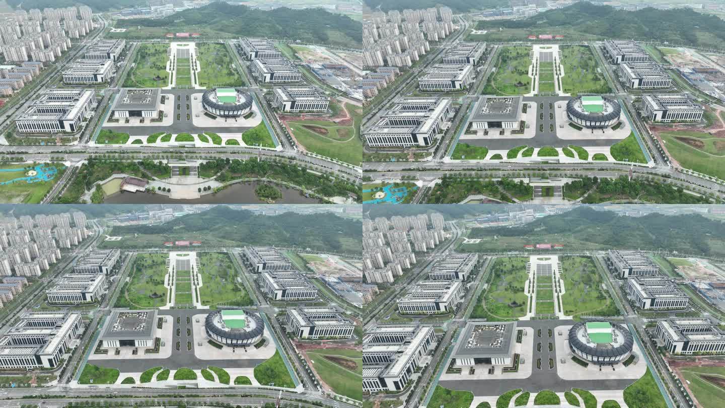 南平市建阳区市民广场航拍南平市政府大剧院