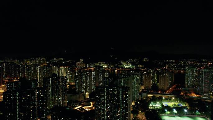 香港沙田夜景高楼灯光城市建筑4/9