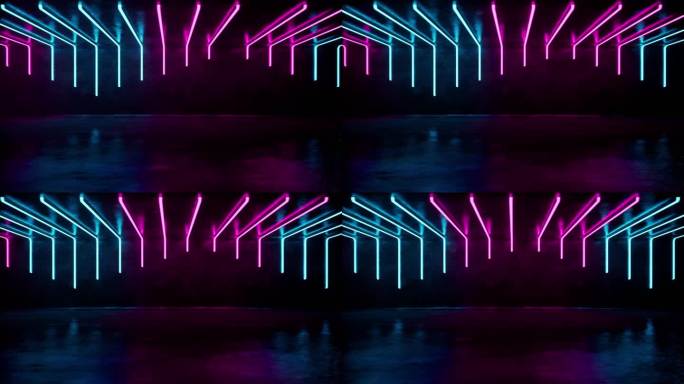 霓虹灯隧道移动氛围反射背景科技灯管