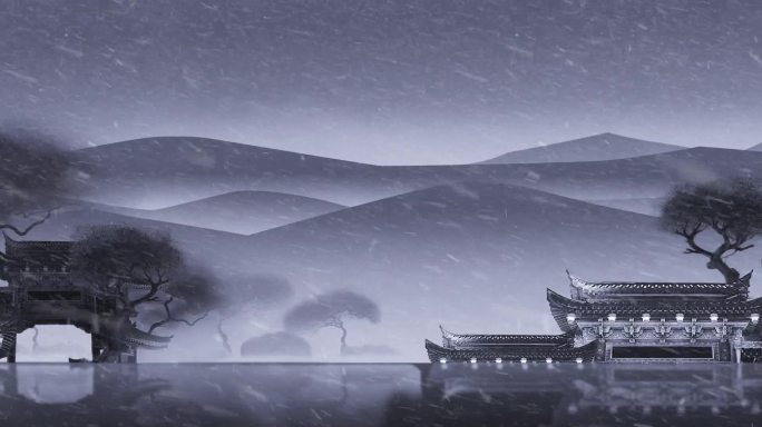 中国风意境雪景