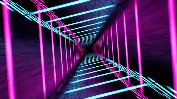 霓虹灯隧道穿梭氛围反射背景科技灯管