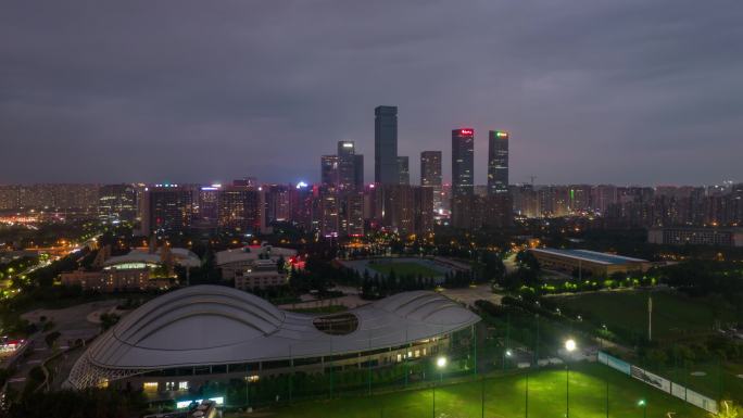 西安高新区CBD夜景延时航拍