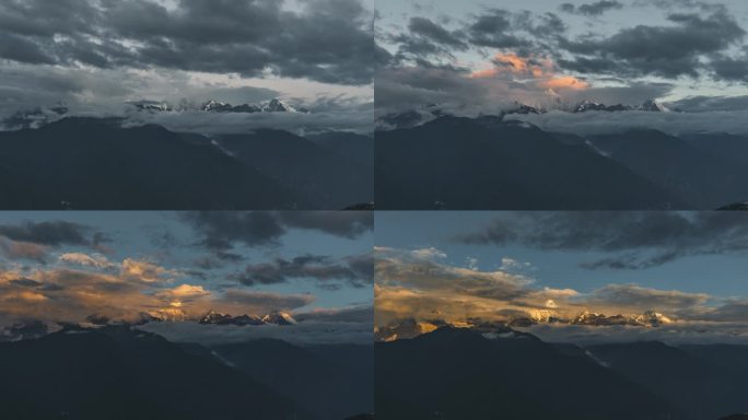 4K梅里雪山日照金山日出与云海延时摄影