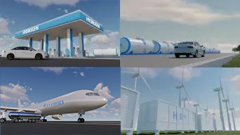 氢气氢能风车光伏电能新能源汽车车辆车组合