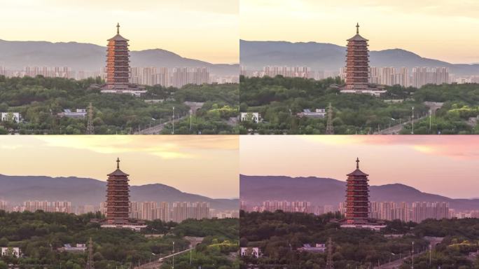 北京永定塔超级火烧云日转夜延时摄影4
