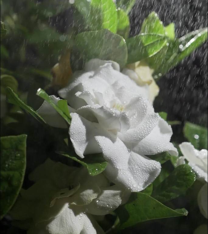 雨中栀子花 下雨花  雨后花