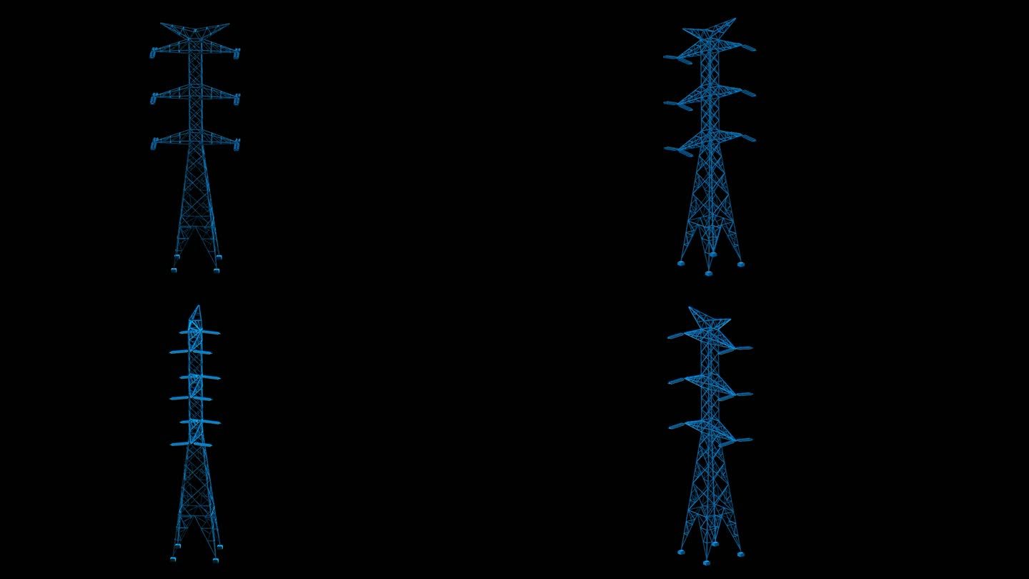 电塔 信号塔 电线杆蓝色科技通道素材
