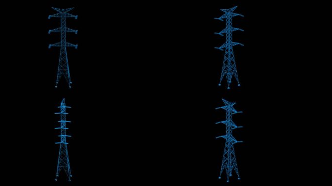 电塔 信号塔 电线杆蓝色科技通道素材