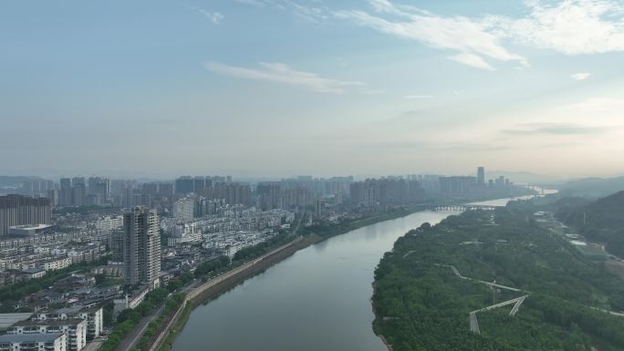 上饶市区信州区航拍信江云碧峰万力时代广场