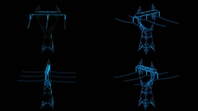 电塔 信号塔 电线杆蓝色科技通道素材
