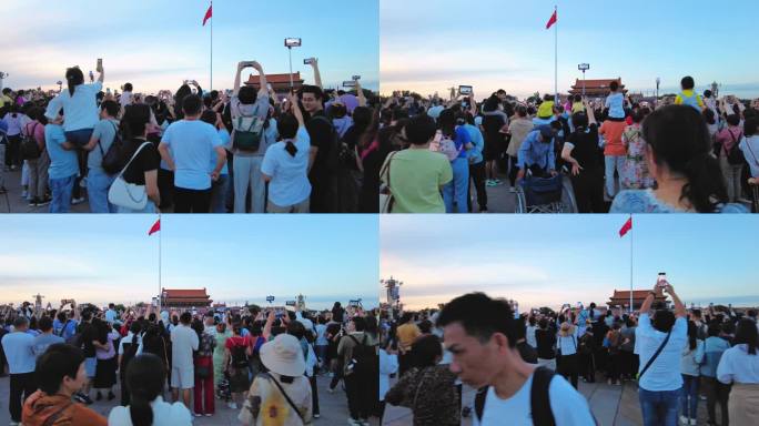天安门广场看升国旗的人群