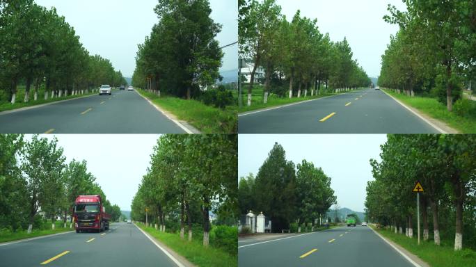 开车行驶林荫小道汽车公路道路驾驶第一视角