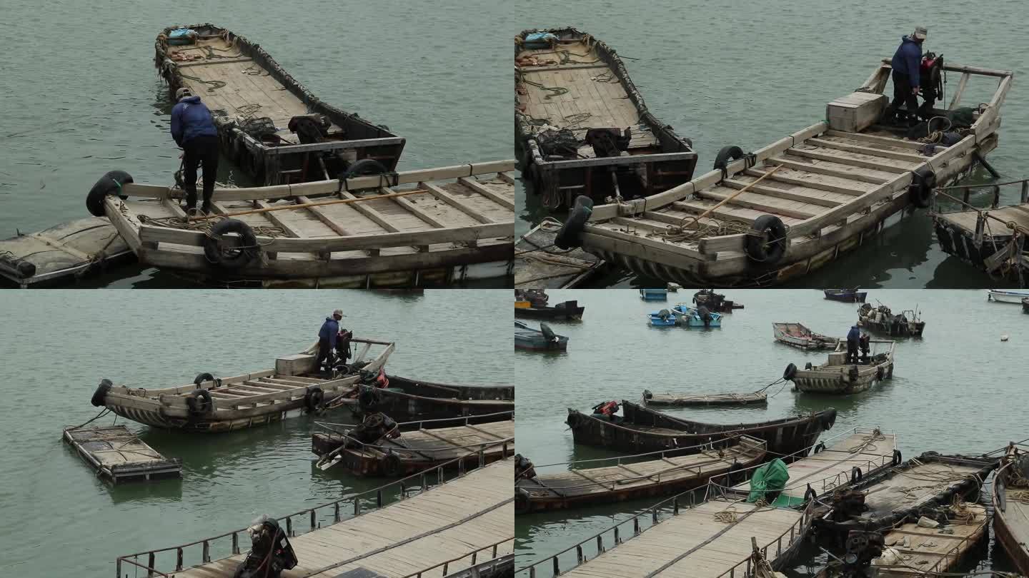 C福建晋江围头村渔民行船高清实拍视频