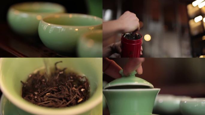 品茶喝茶泡茶 传统茶文化茶叶茶艺冲茶国风
