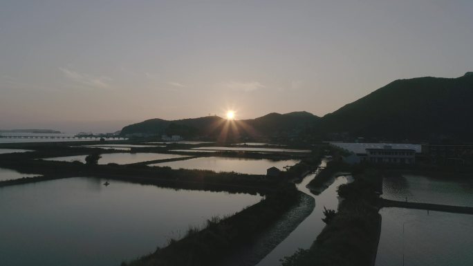 4K航拍浙江舟山桃花岛 落日