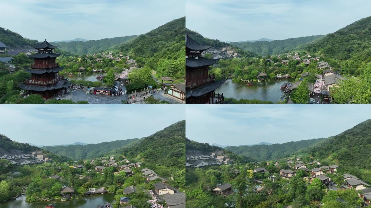 江西上饶葛仙村航拍山区旅游景点乡村风光