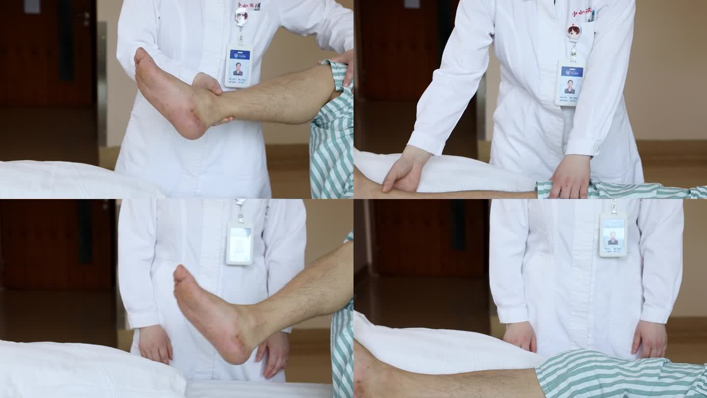 护士给患者做腿部运动