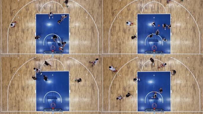 篮球比赛进攻俯拍
