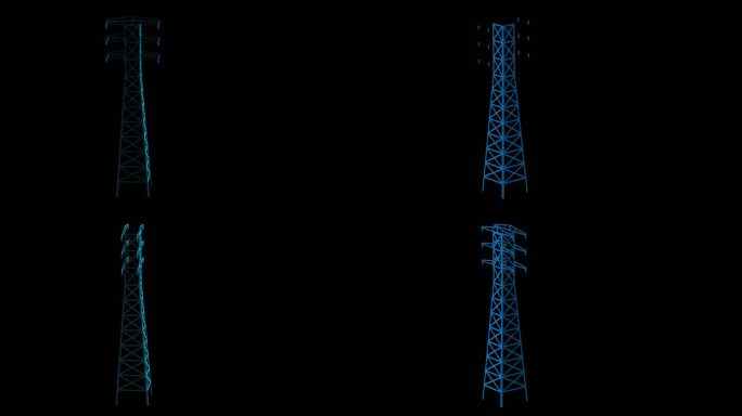 电塔 信号塔 电线杆蓝色科技通道素材