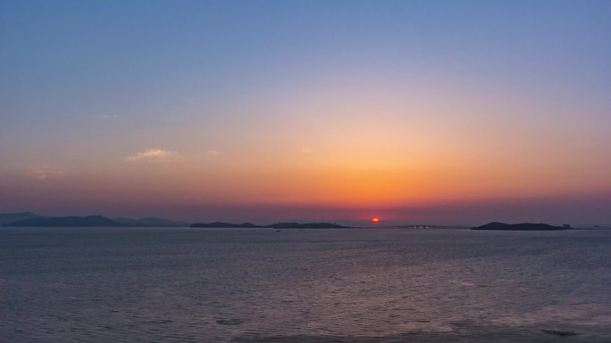 太湖大桥日出延时摄影4K