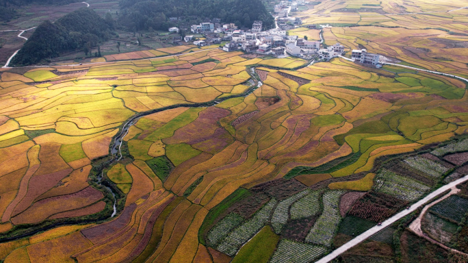 4k航拍云贵川农村万亩良田素材