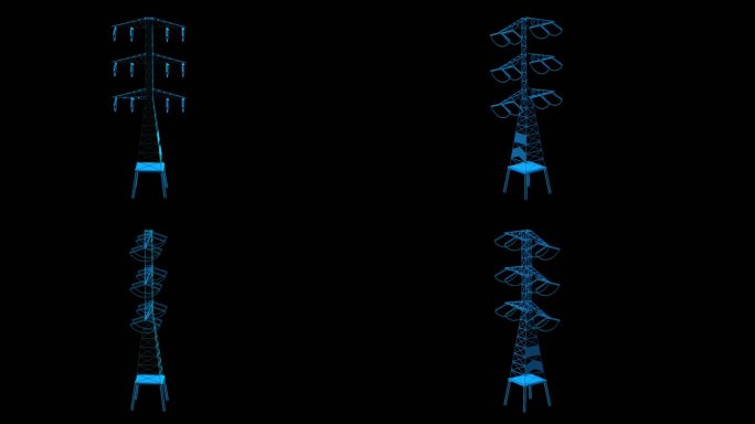 电塔 信号塔 电线杆蓝色科技通道素材