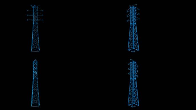 电塔 信号塔 电线杆蓝色科技通道素材