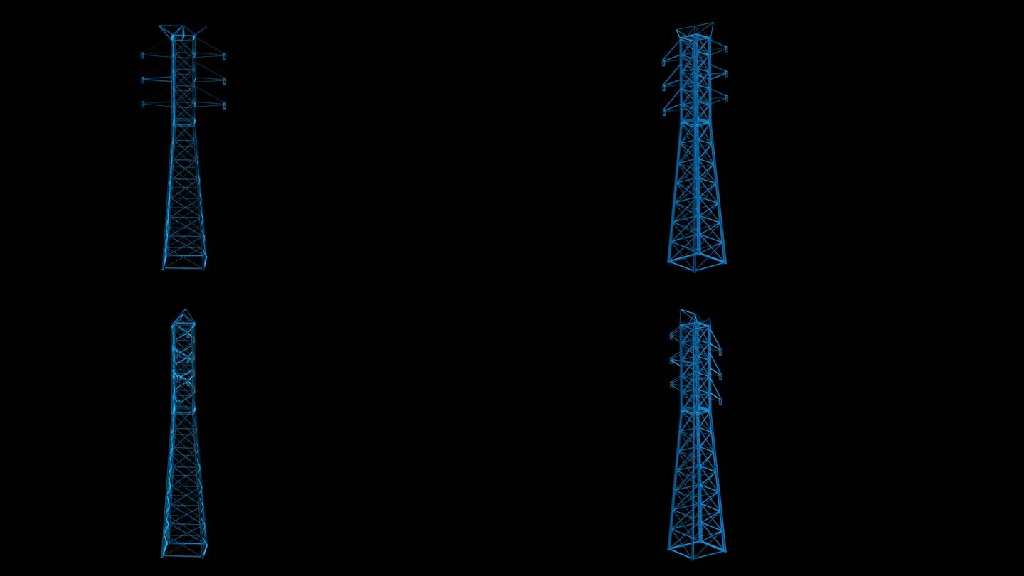 电塔 信号塔 电线杆蓝色科技通道素材