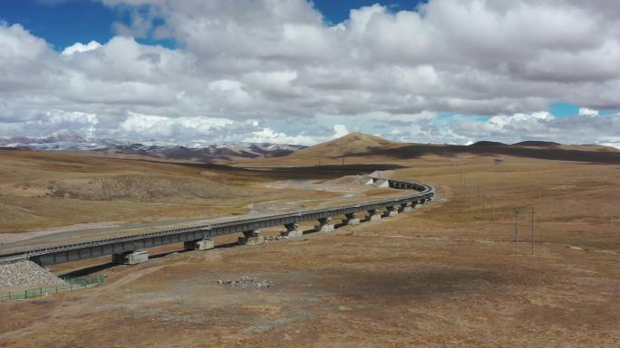 青藏铁路大桥航拍 4K 可商用