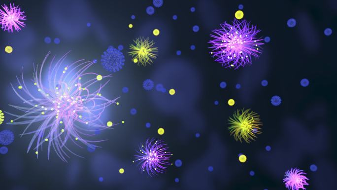 病毒1 医疗冠状病毒肺炎细菌真菌紫色微观
