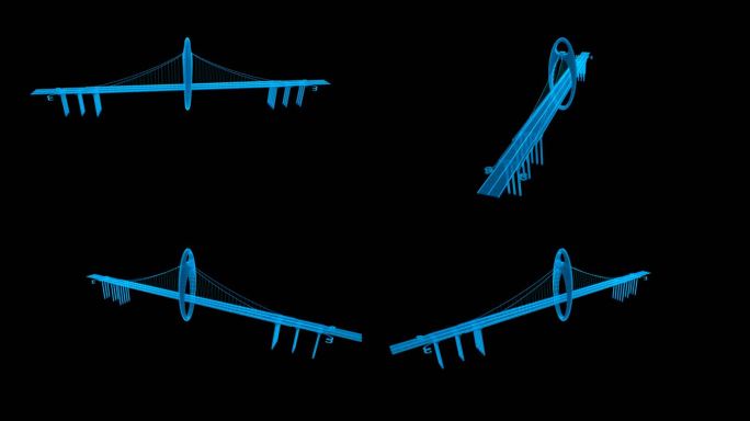 蓝色线框全息猎德大桥素材带通道