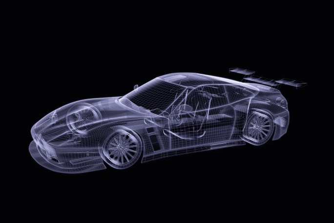 3D全息法拉利蓝色科技旋转汽车视频素材