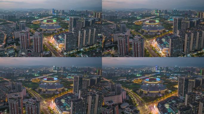 义乌城市夜景航拍延时